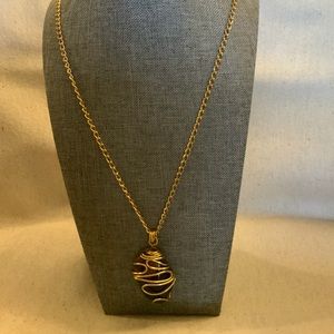 Tigers Eye Crystal Gemstone Charm Brass Necklace